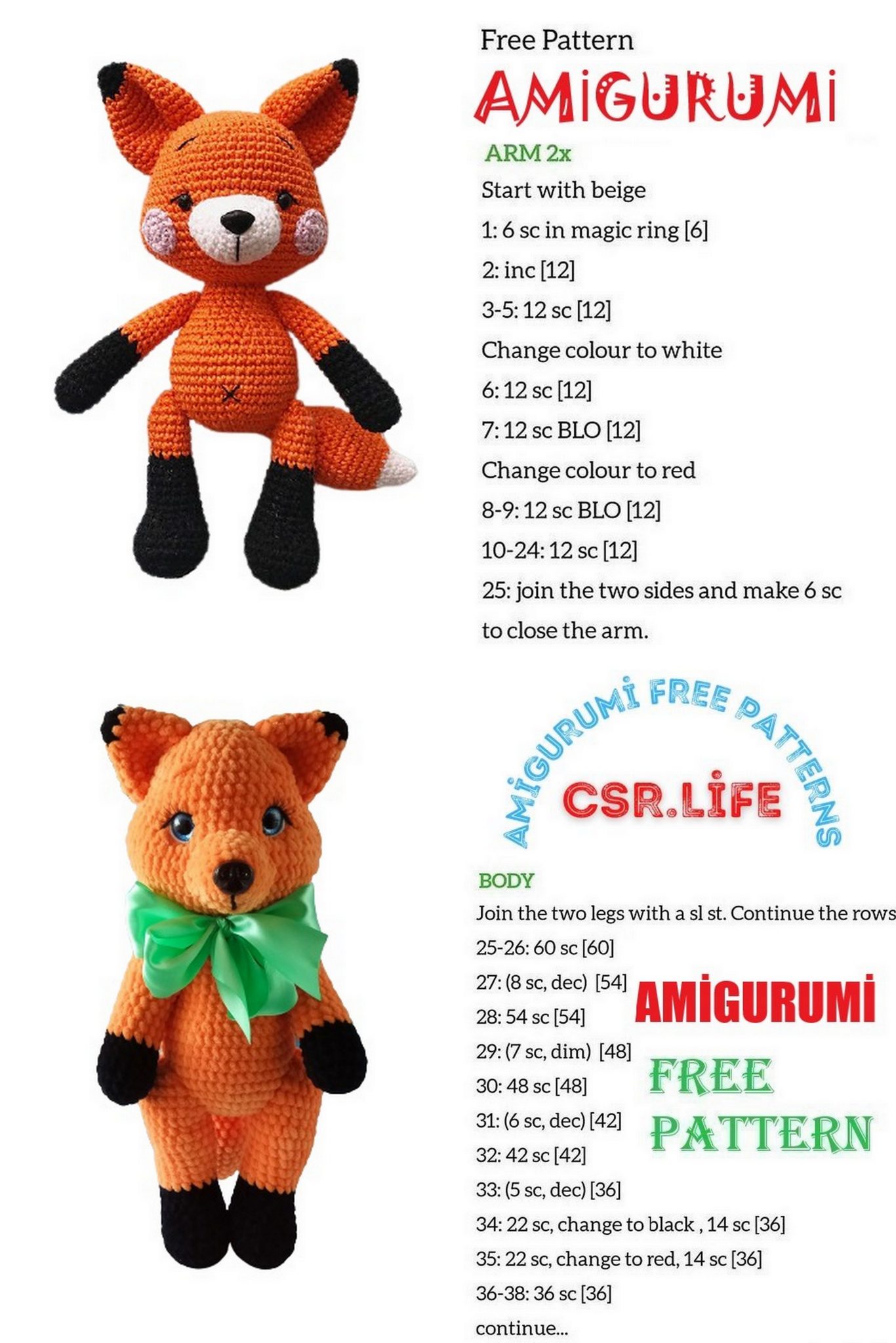 Cute Fox Family Amigurumi Free Pattern - Free Amigurumi Crochet Patterns
